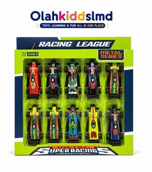 Metal Die-Cast Racing Cars Set of 10 – Super Racing League Toy Cars